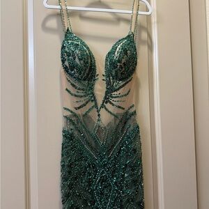 Elegant Green Beaded Dress